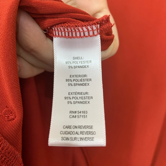 Calvin Klein Fall Red Orange Short Sleeve Crewneck Tunic Blouse Size Medium - Picture 12 of 15